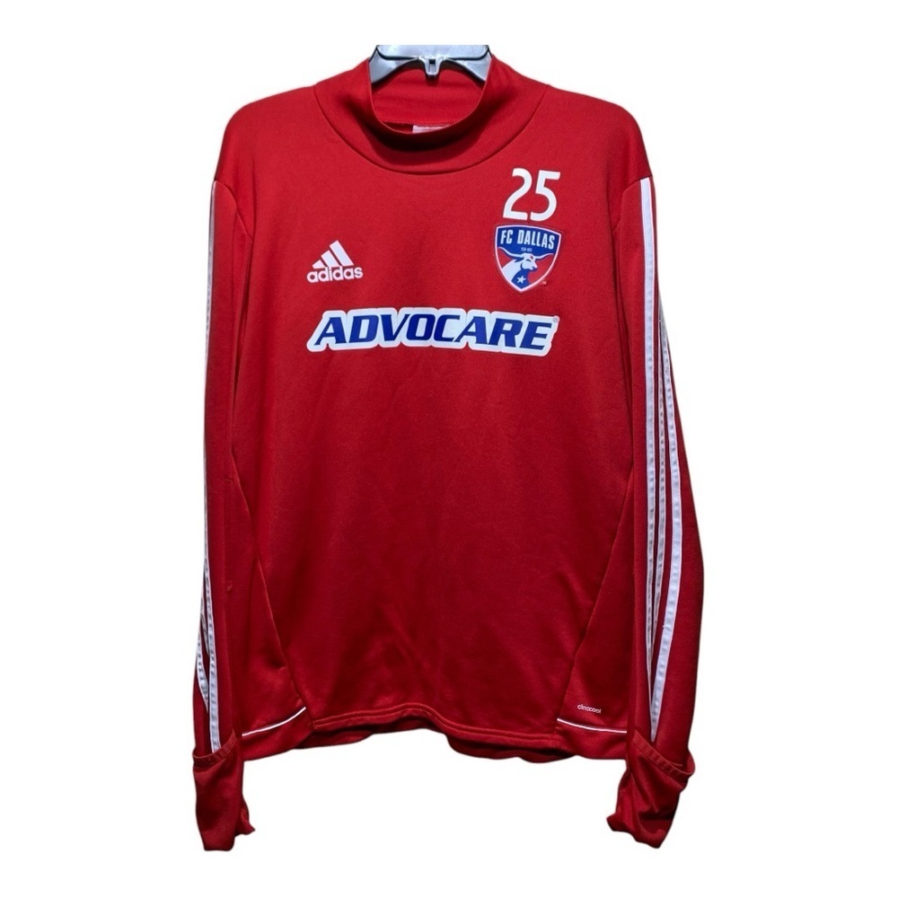 Men’s Adidas Clima Cool FC Dallas (#25) Long Sleeve Pocketed Goalie Jersey Sz L